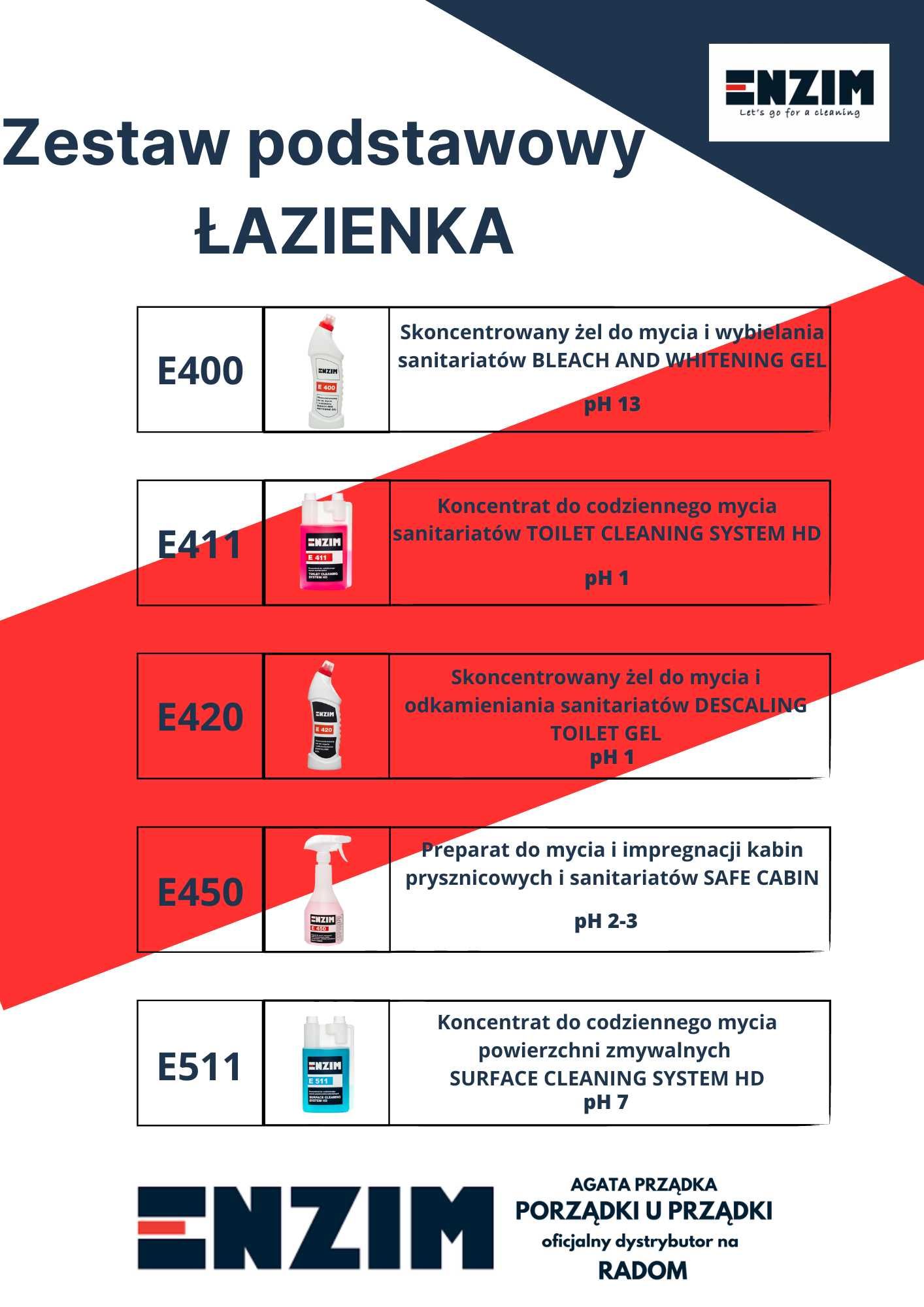 Zestaw 5-elementowy chemii do sprzątania ENZIM łazienka