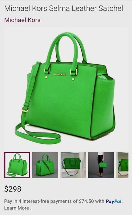 Сумка тоут michael kors selma large satchel зеленого кольору