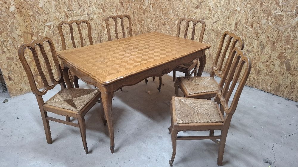 Stół ludwikowski rozkładany + 6 krzeseł