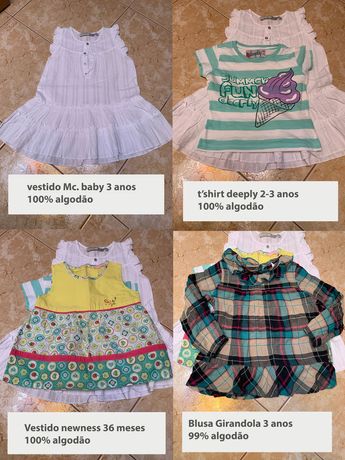 7 peças de roupa de menina, 3 anos