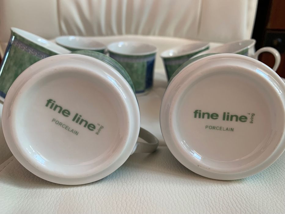 7 filiżanek zielone niebieskie