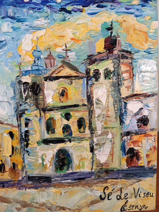 Quadro Óleo Pintado à Mão - Sé Viseu