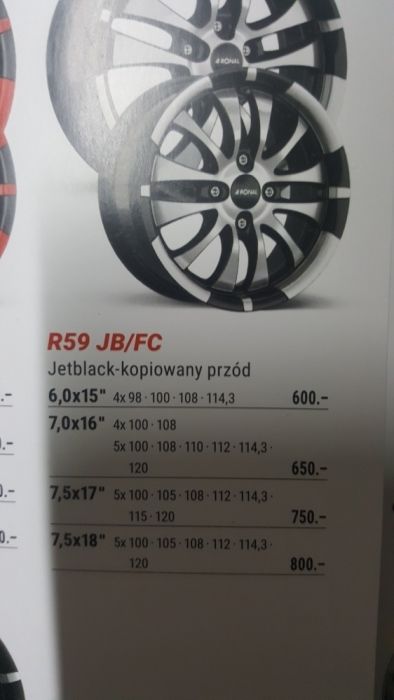 Fegi alu Ronal R59-"-od 1680zl kpl