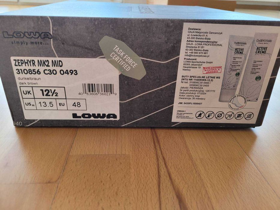 Buty Wojsk Specjalnych Lowa ZEPHYR MK2, MID, r. 48, brązowe