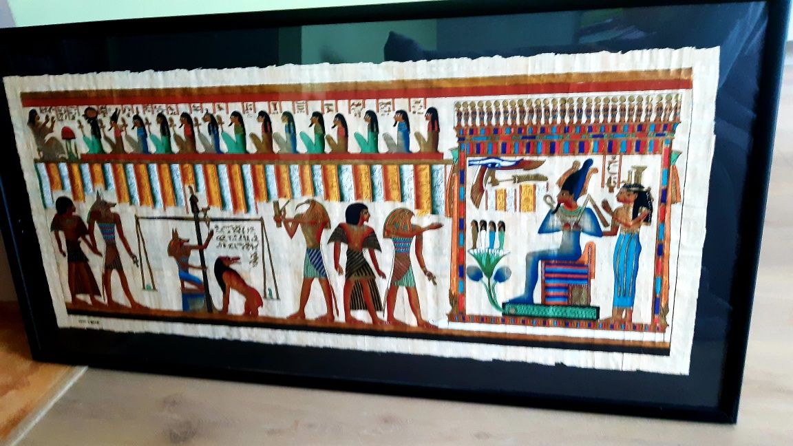 Papirus z Egiptu oryginalny duży w ramie