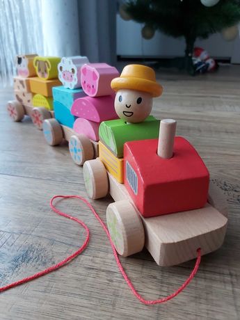 Drewniany pociąg zabawka dla dzieci