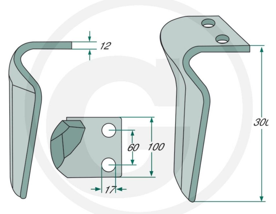 Ząb brony aktywnej Maschio 361.00.210 Rozstaw śrub 60mm