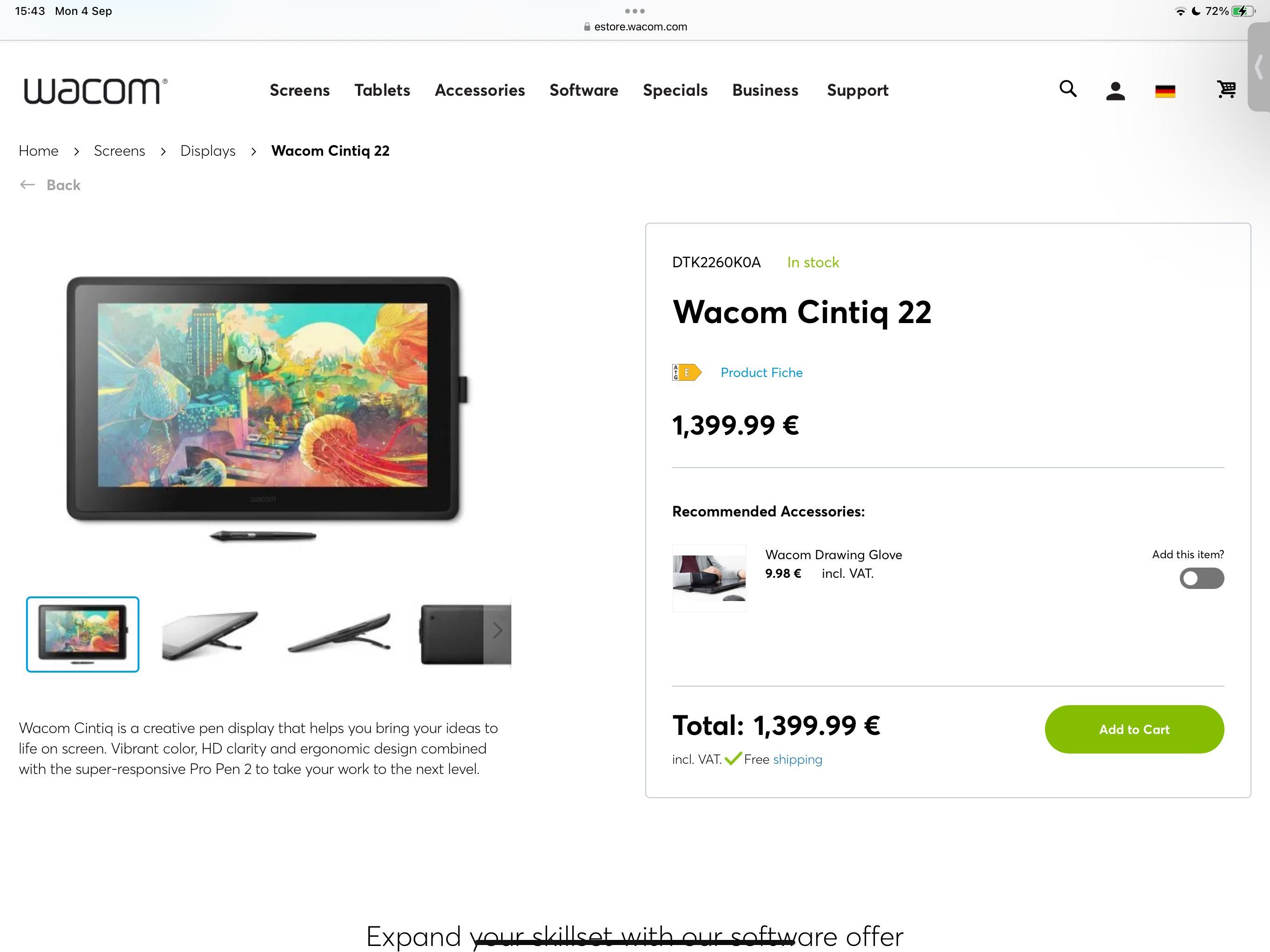 Wacom Cintiq 22 em muito bom estado