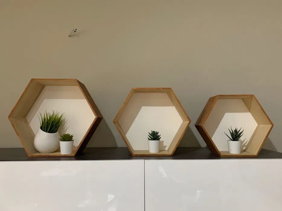 komplet półek / półka plaster miodu / półka heksagon