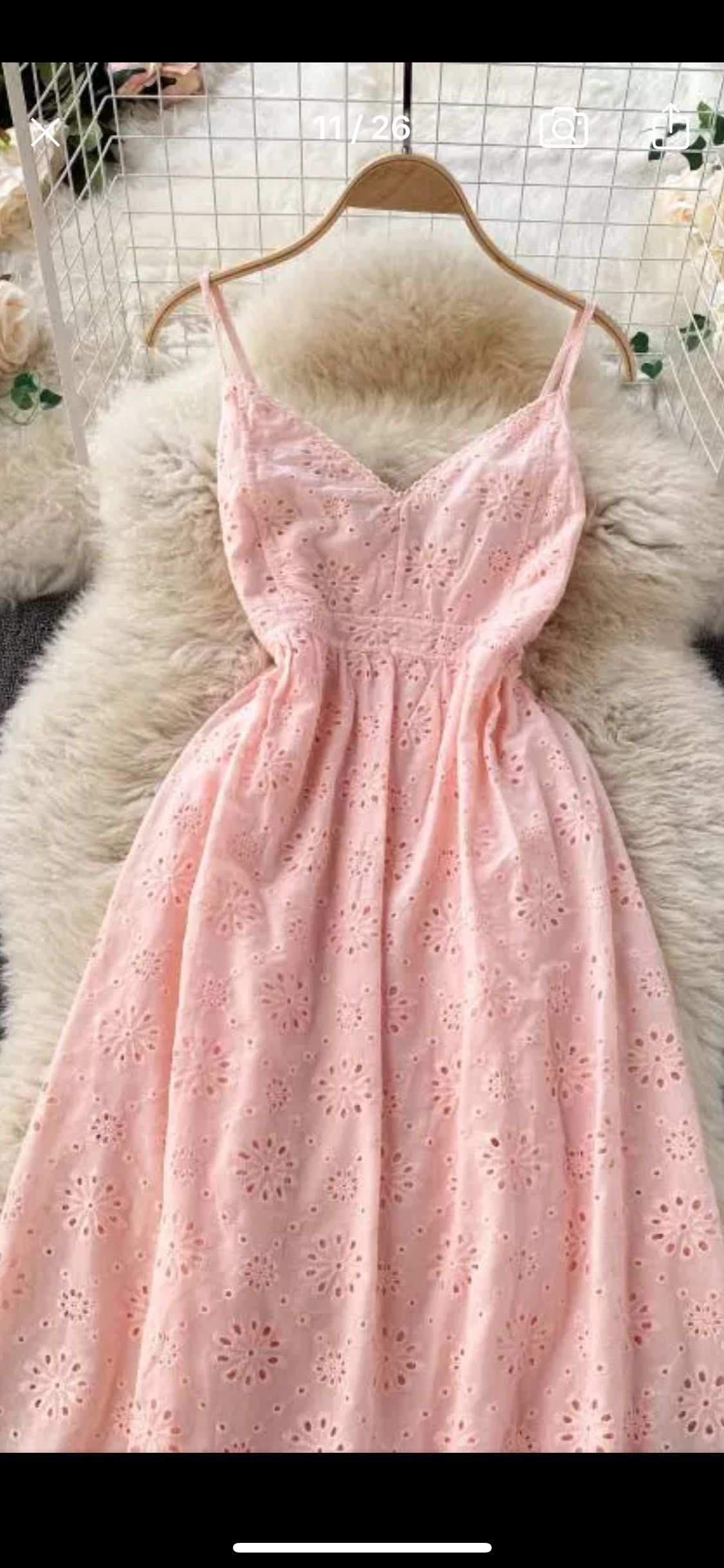 Piękna nowa bawełniana sukienka, różowa Angela Butik