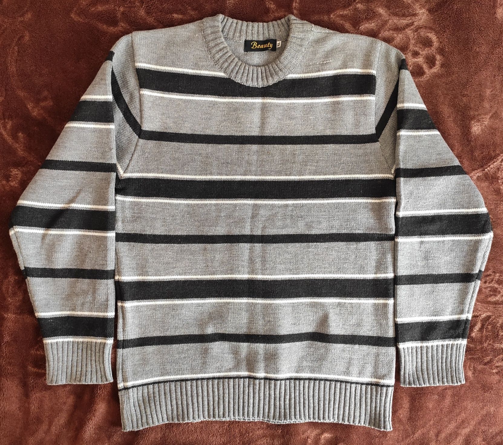 Męski sweter w paski XL