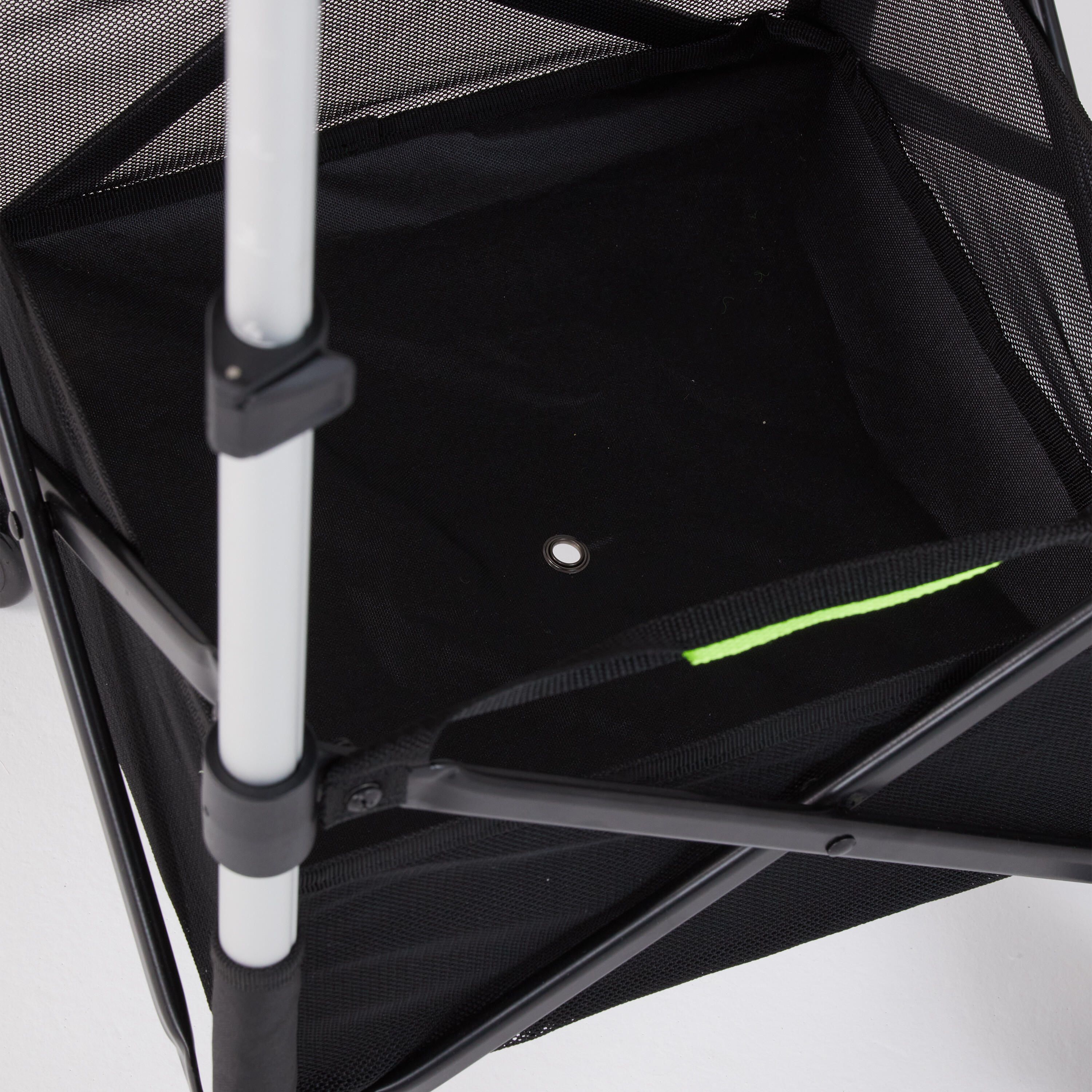 Cesto para bolas de ténis e padel com rodas regulável, preto