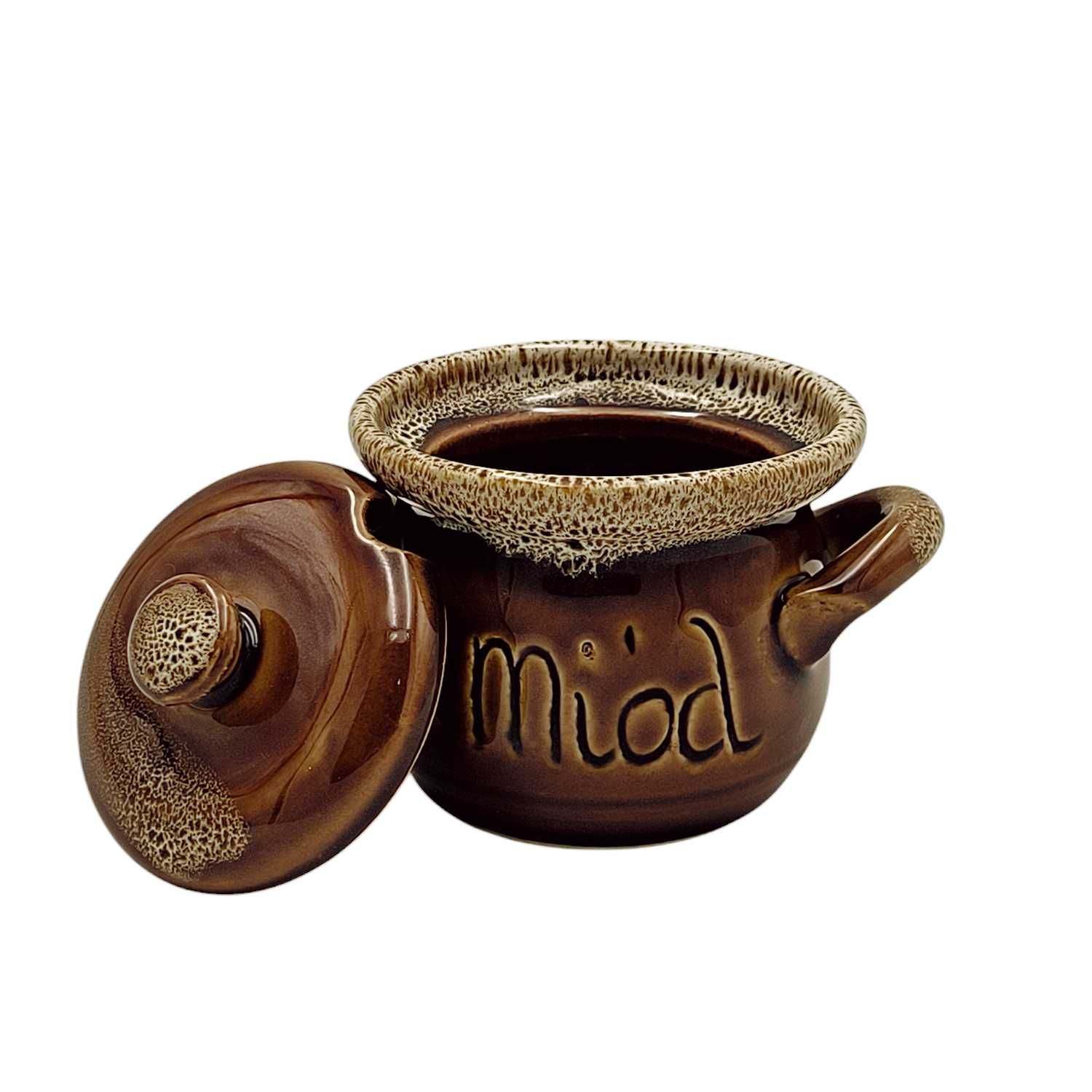 Gliniany Pojemnik na Miód 250 ml Ceramiczny Pojemnik Na Miód