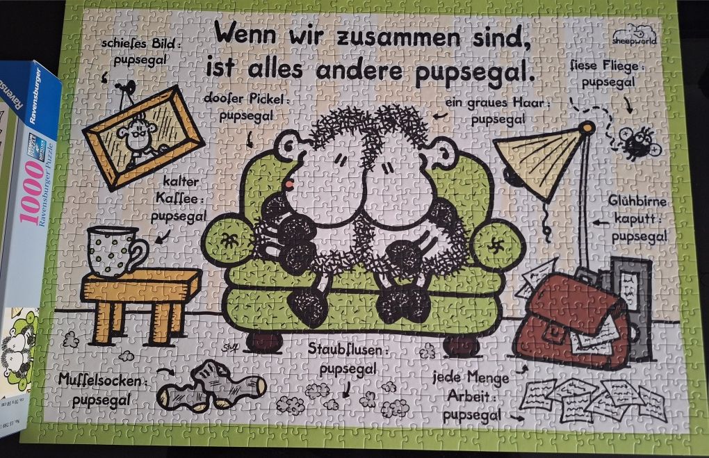 Puzzle Ravensburger 1000 elementów Sheepworld owce język  niemiecki