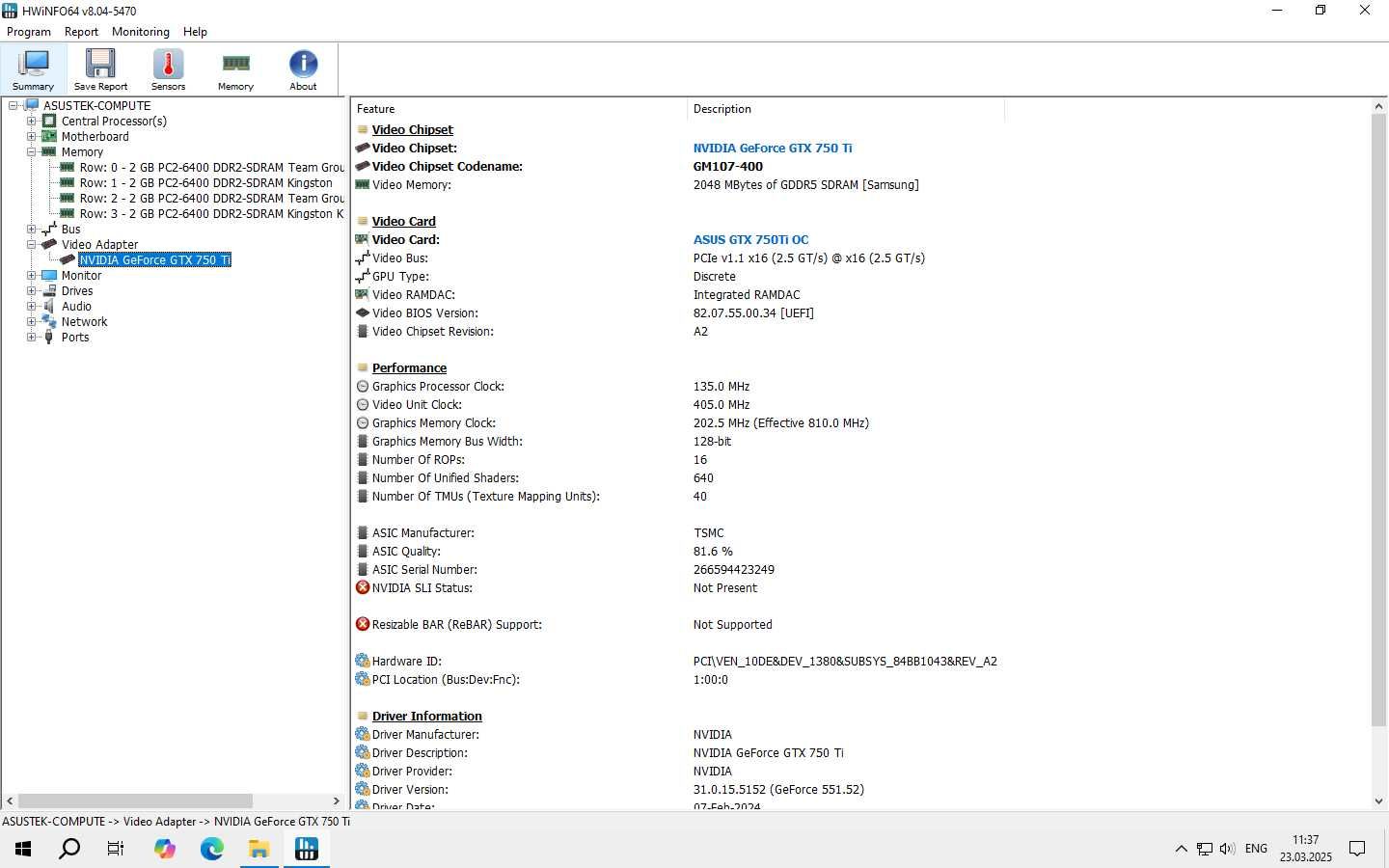 Дискретна відеокарта Asus GeForce GTX 750 Ti, 2GB GDDR5, 128-bit