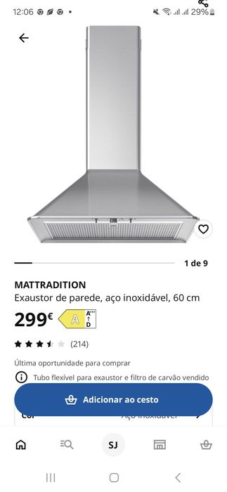 Exaustor de parede aço inoxidável  Otimo estad