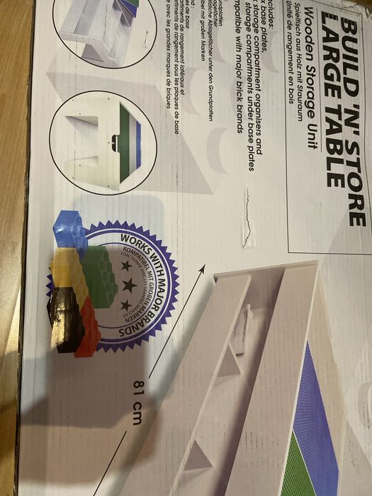 Duży drewniany stół z podstawą do przechowywania Build 'n' Store