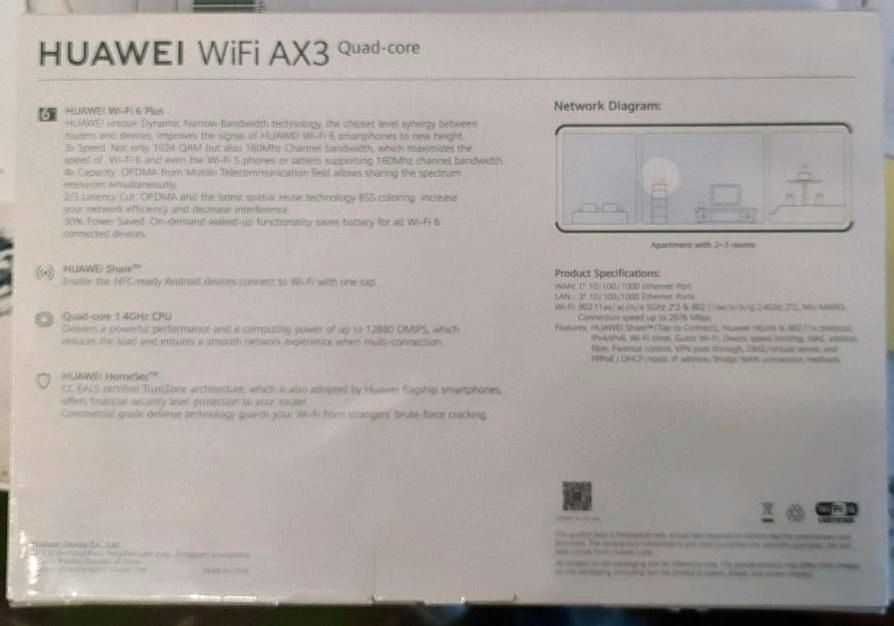 Новый роутер Huawei AX3 Quad Pro с Wifi 6 NFC 4 ядра. Запечатанный
