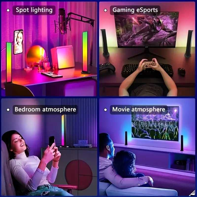 Dwa inteligentne paski LED, 1 zestaw, RGB synchronizowane z aplikacją