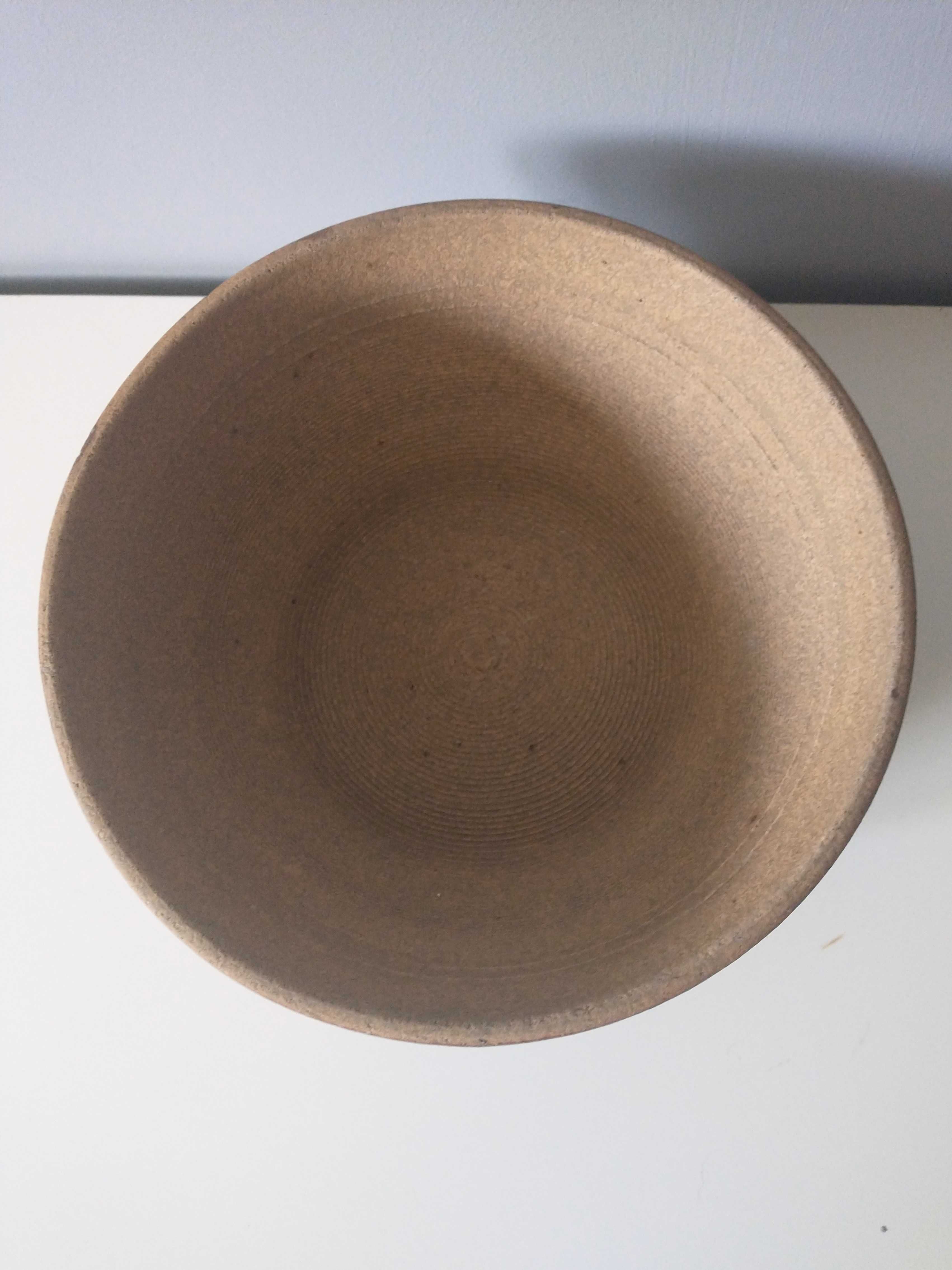 brązowa makutra ceramiczna z lat 70, produkcja FNK Bochnia (PRL)