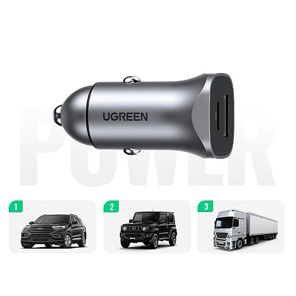 Ugreen ładowarka samochodowa USB Typ C / USB 24W Power Delivery Quick