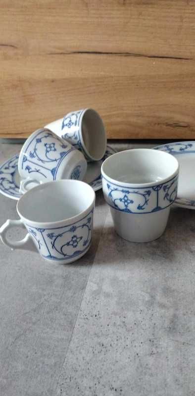 Stara porcelana wzór słomkowy filiżanki kubki blue saks chine prl gdr