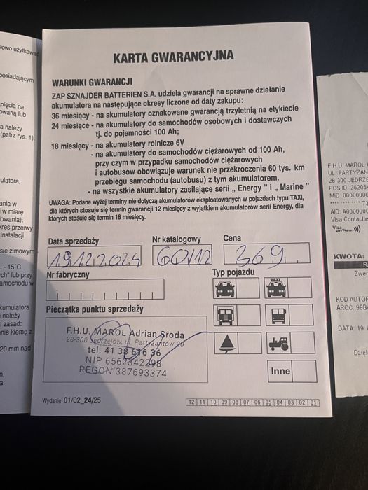 Akumulator Samochodowy NA GWARANCJI Sznajder 60Ah 520AEN