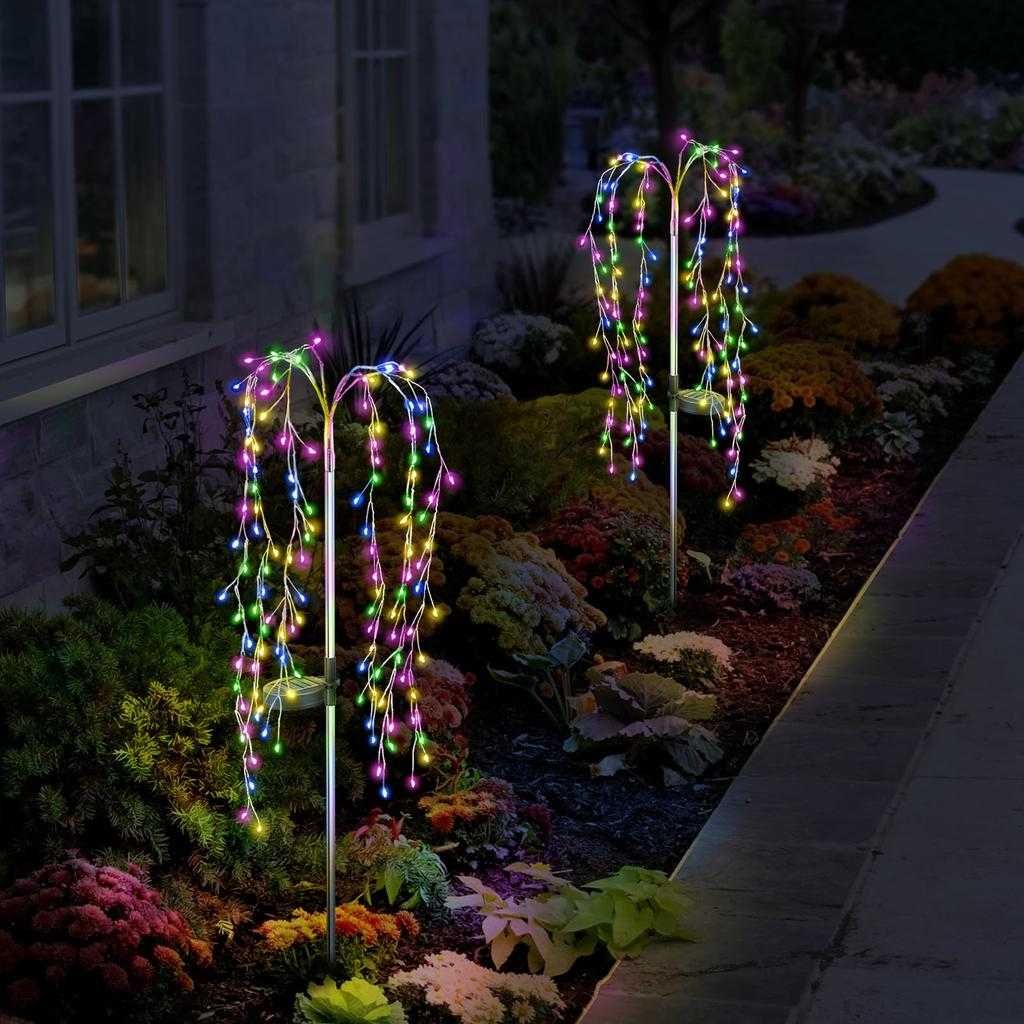 2x Lampa Ogrodowa Solarna LED Wodospad Druciki Drzewko Lampki Ogrodu