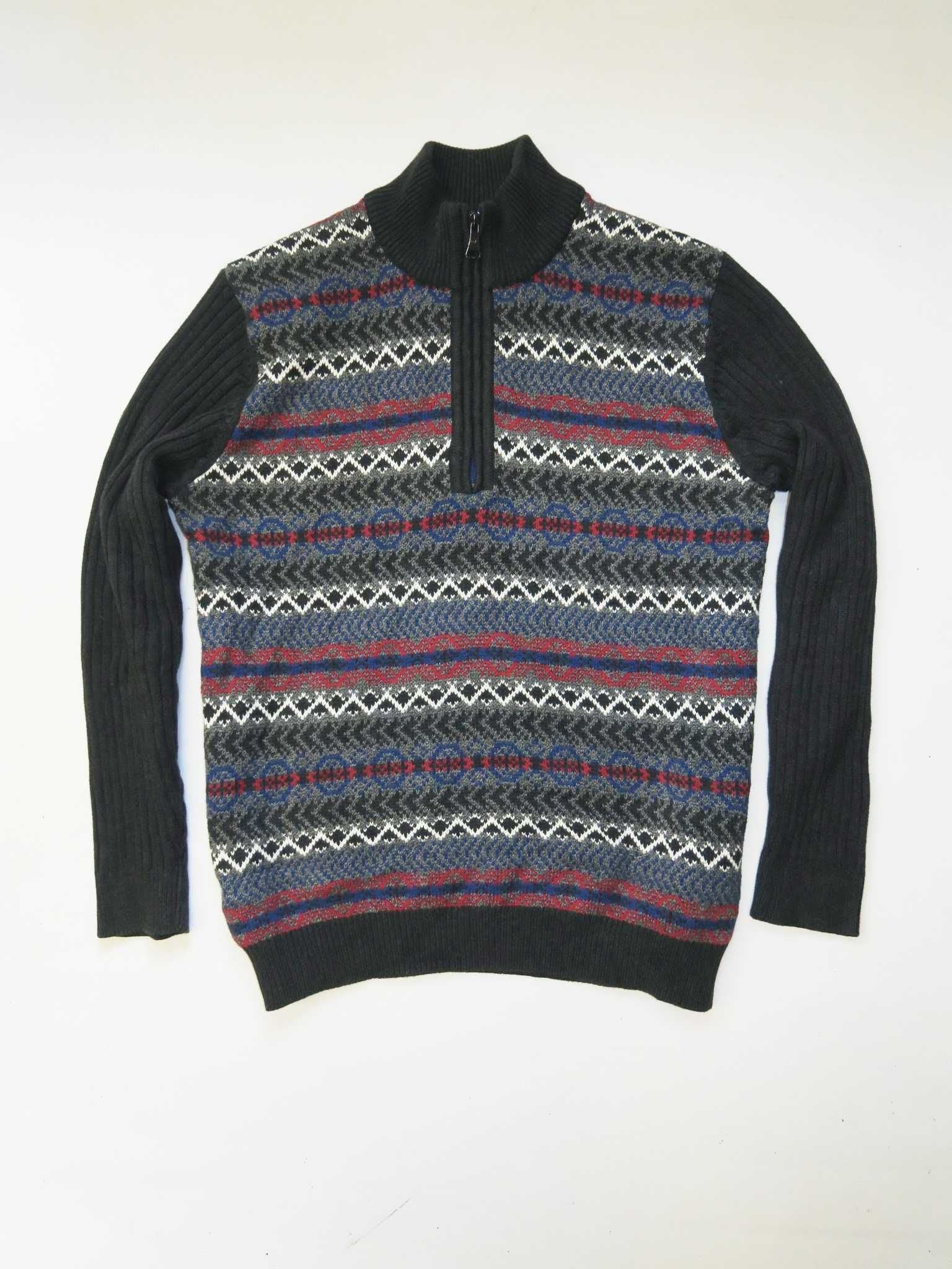 Sweter Pierre cardin wzorzysty ciepły halfzip M/L