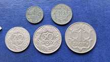 Stare monety Medal 1gr 39 ,10gr 23 , 20gr 23 ,50gr 23 , 1zł 29 Zestaw