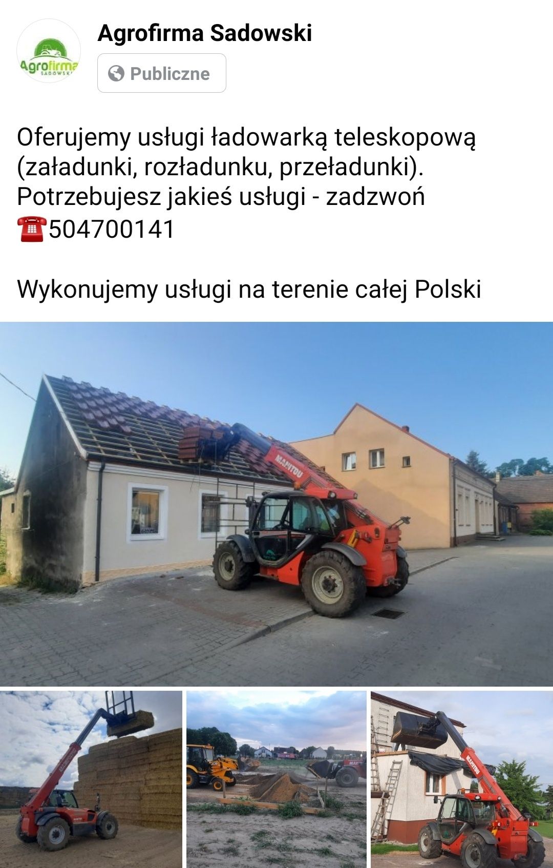 Wynajem ładowarki teleskopowej usługa Załadunek Rozładunek przeładunek