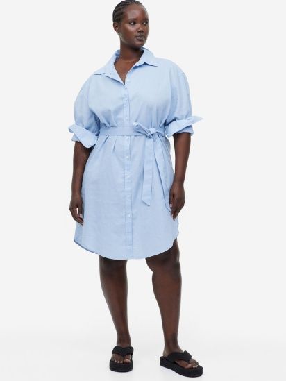 Платье-рубашка H&M изо льна и хлопка