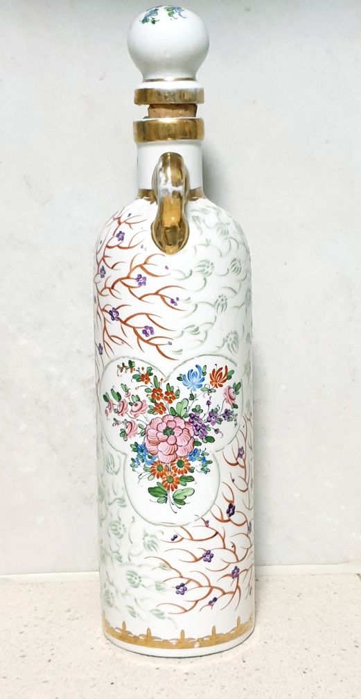 Linda antiga garrafa Anis de Chinon em porcelana policromada