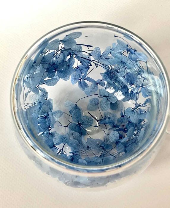 Чашка з подвійним дном із блакитними сухоцвітами, 300 мл