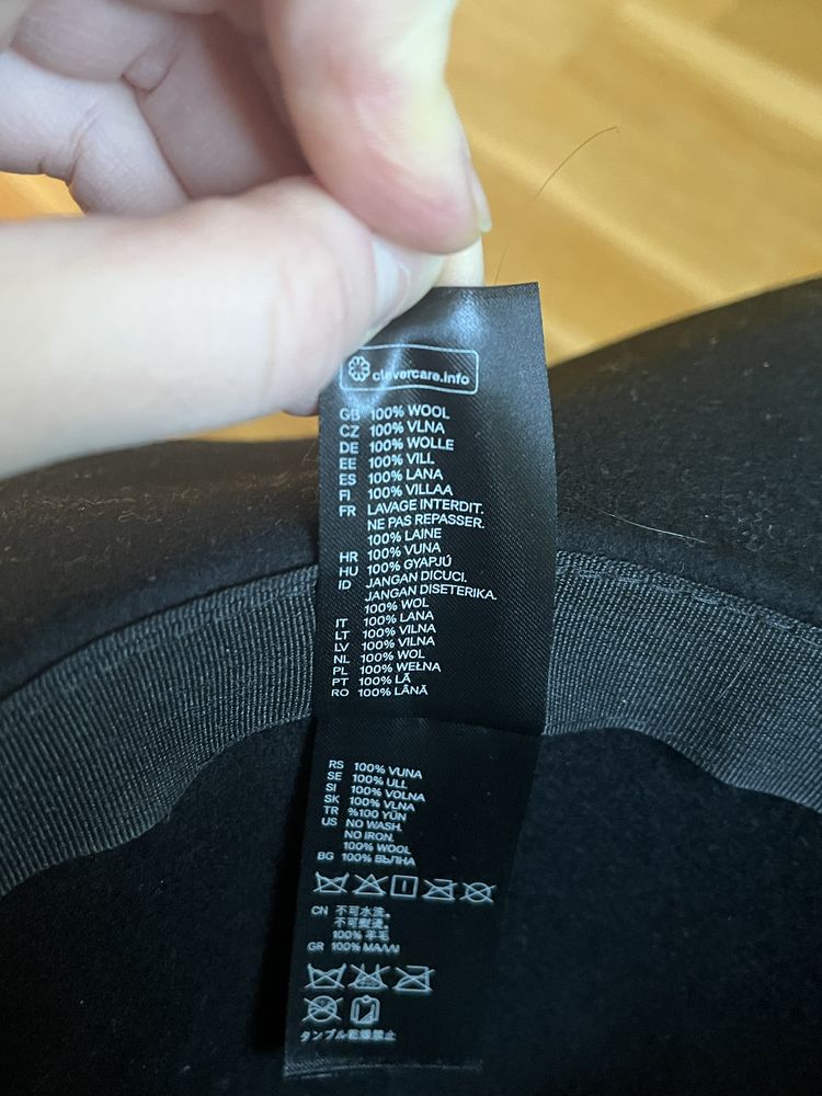 H&M czarny kapelusz wełniany wełna S 54