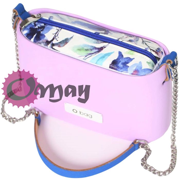 organizer OBAG POCKET eko skóra kwiaty niebieskie 1 kieszeń wkład OMAY