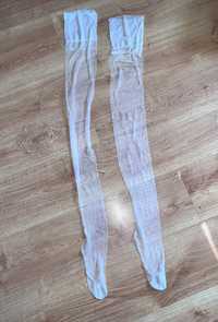 402/ Vintage nowe pończochy nylonowe białe RHT bielizna rozmiar S/M