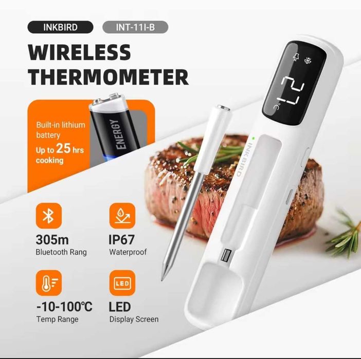 Бездротовий Bluetooth термометр Inkbird INT-11I-B для м'яса, кухонний