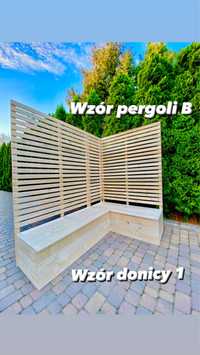 Donica z pergolą pergola donica pod wymiar płot lamelowy meble ogrodow