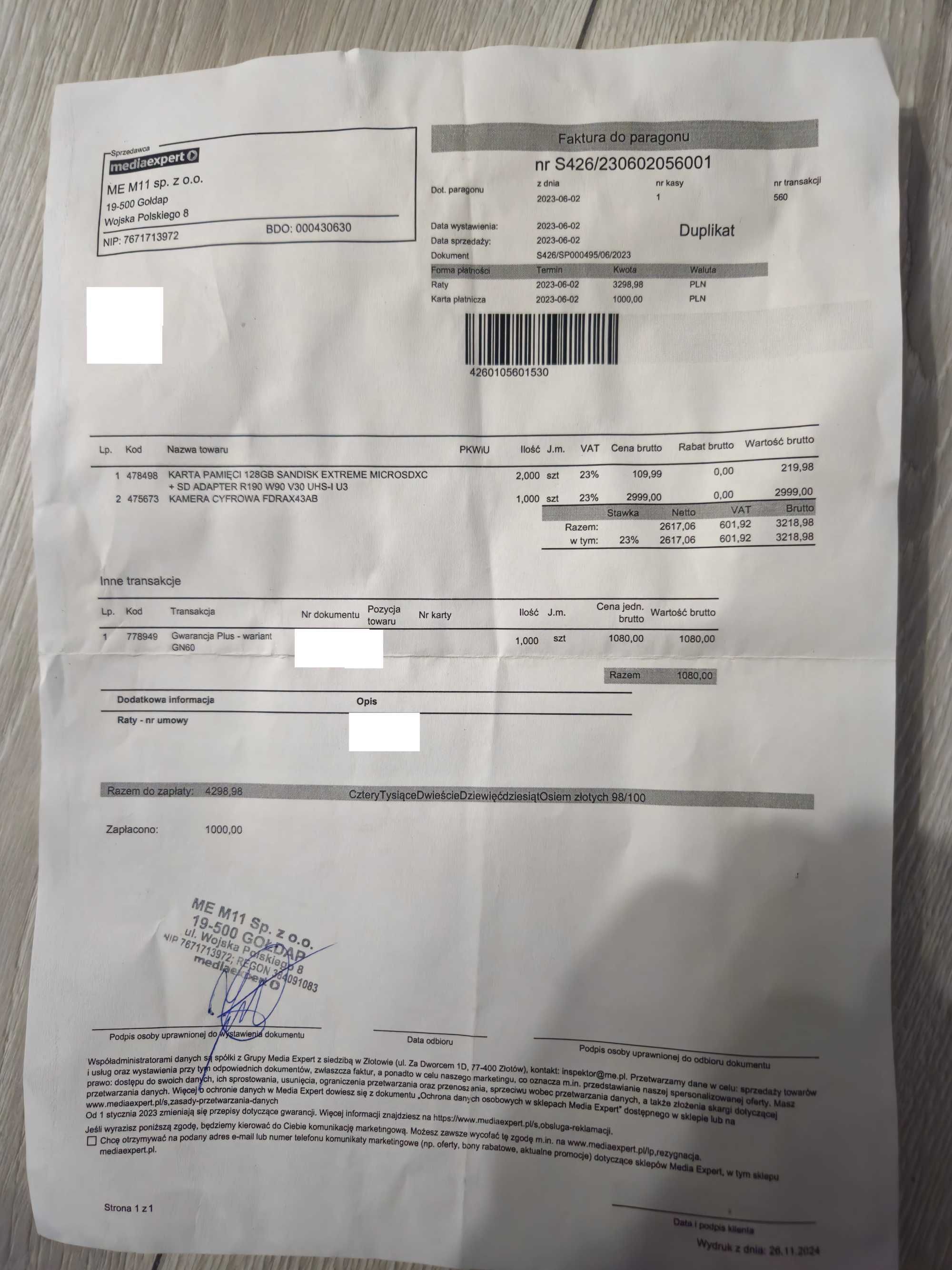 Kamera Cyfrowa Sony FDRAX43AB z Gwarancją Plus(Wariant Pełny)