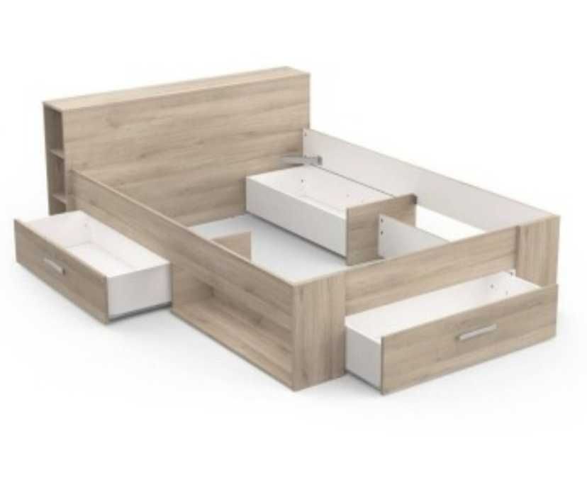 Cama Pocket com 3 gavetas + estrado + camiseiro