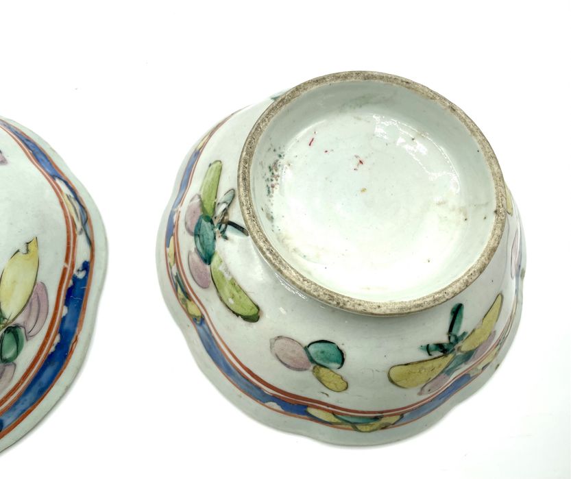 Par de taças porcelana chinesa Qing Dynasty Guangxu século 19 antigas