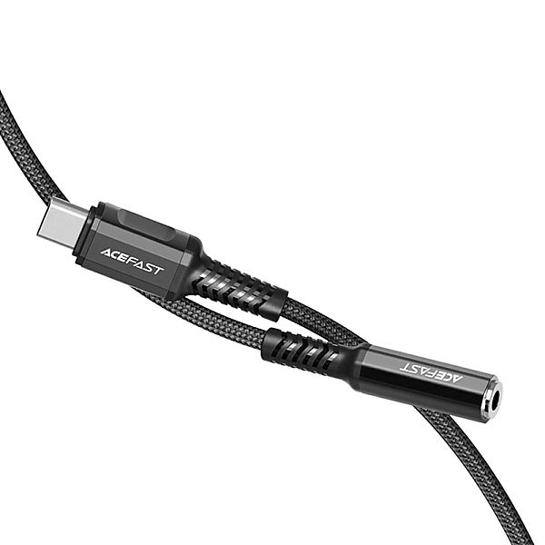 Acefast kabel audio USB Typ C - 3,5mm mini jack (żeński) 18cm, DAC, AU