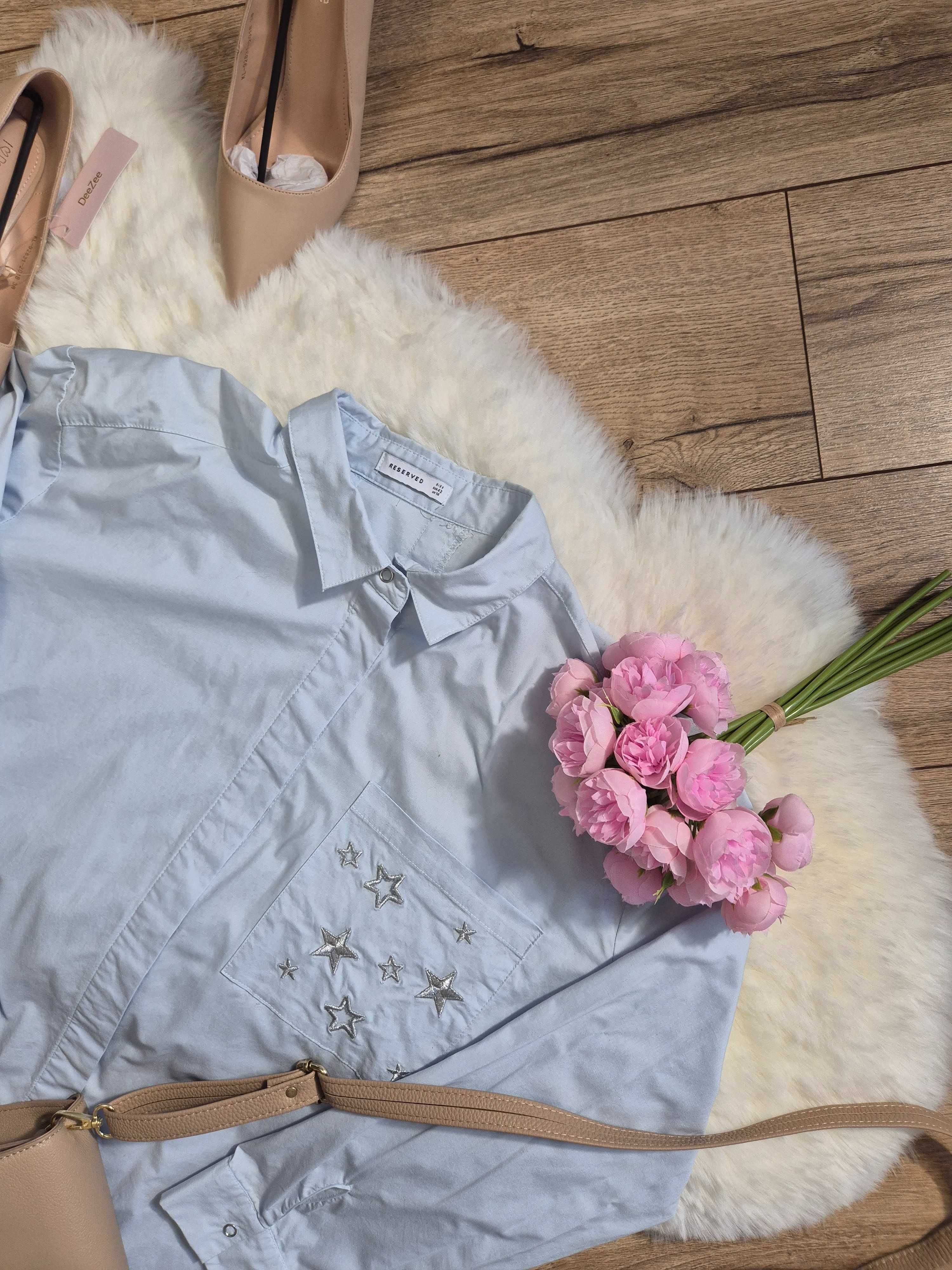 Błękitna koszula damska Reserved XL 42 oversize plus size niebieska