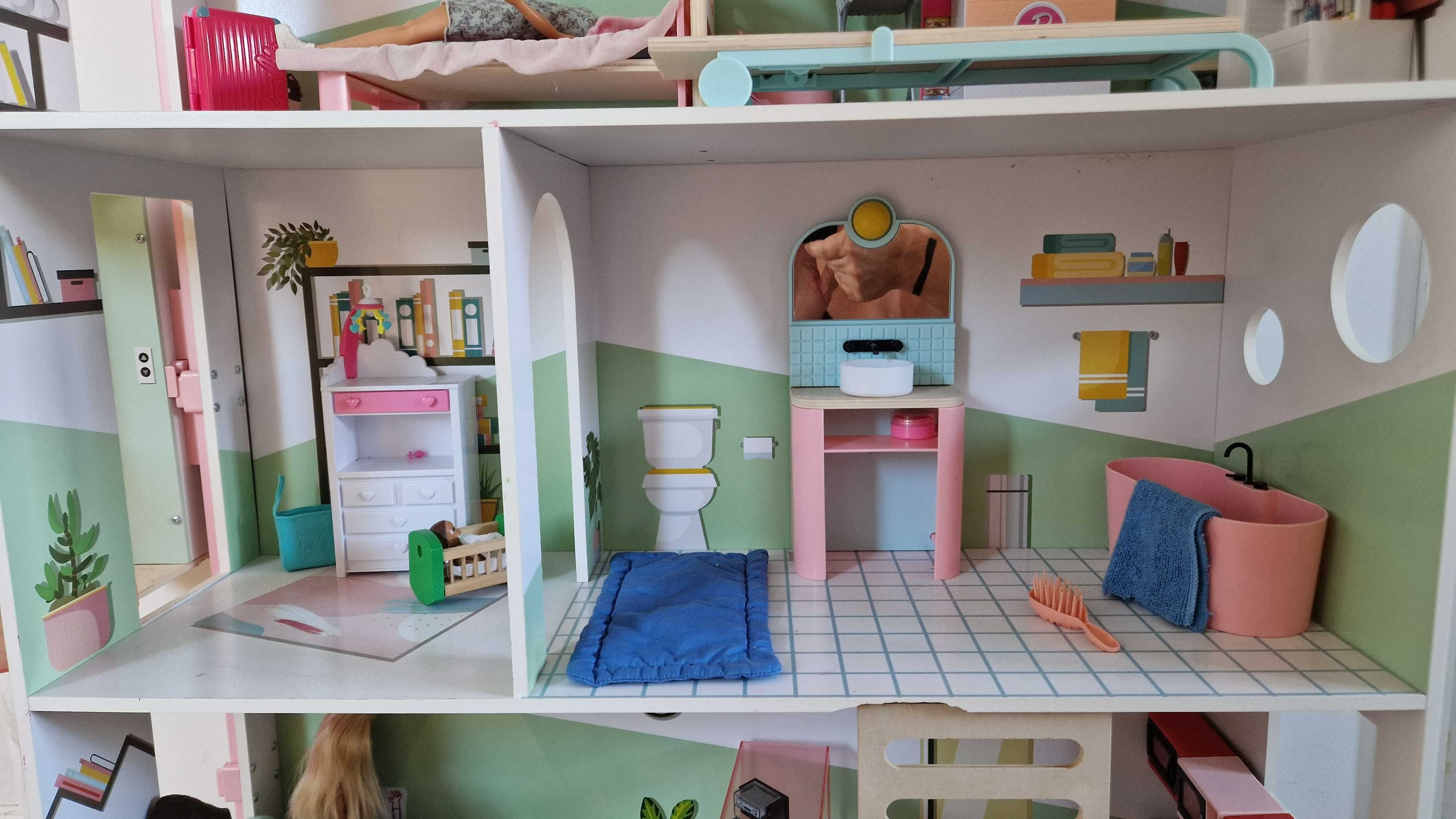 Domek dla lalek duży + foodtruck Barbie + lalki Barbie oryginalne