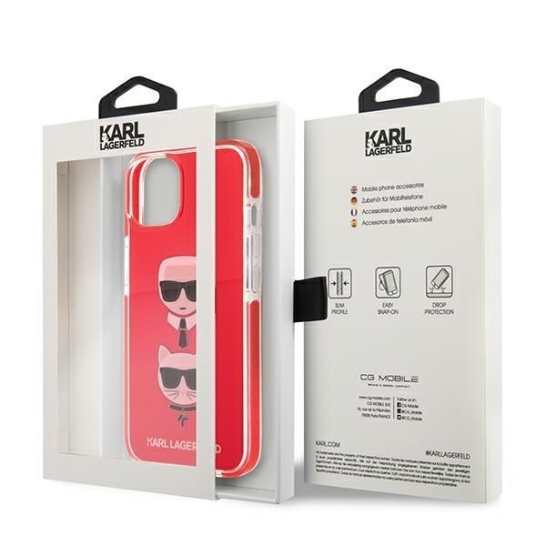 Etui Karl Lagerfeld "Karl & Choupette" do iPhone 13 Mini - Czerwony