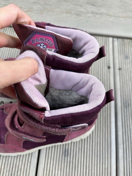 Skóra 32 kozaki śniegowce Naturino zapinane na rzep wełną skórzane