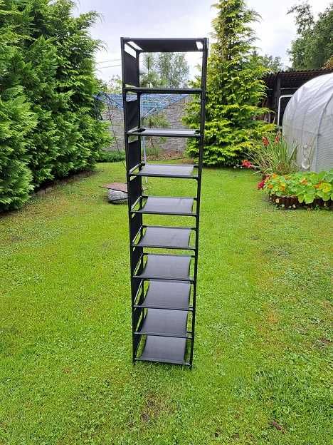 Regał na buty szafka wąski  10 półek czarny 173x33cm