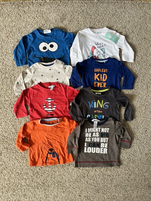 Koszulki długi rękaw 68 h&m 5-10-15 Obaibi bluzki 8 sztuk zestaw