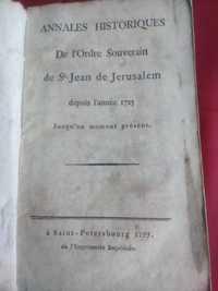 Anais Históricos da Ordem de Malta. 1799. Cavaleiros Cruzadas.